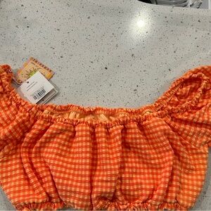 Kulani Kinis Orange Gingham Bikini Top